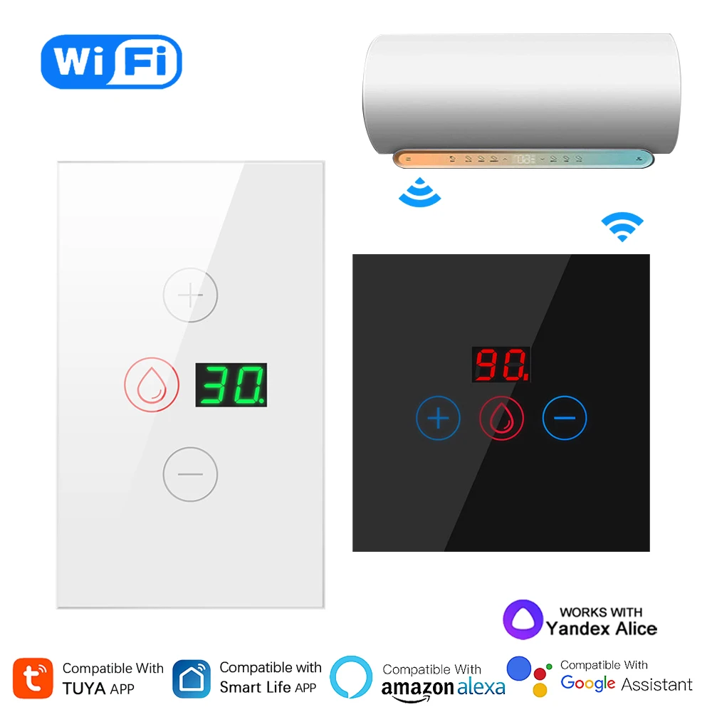 

Tuya Smart Boiler Switch Wifi 20A 4400W EU/US Water Heater Control Panel Smartlife App Timing Works With Alexa Google Home Alice