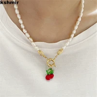2022 new sweet cherry natural pearl necklace specially designed for women colorful beads clavicle chain jewelry accessories