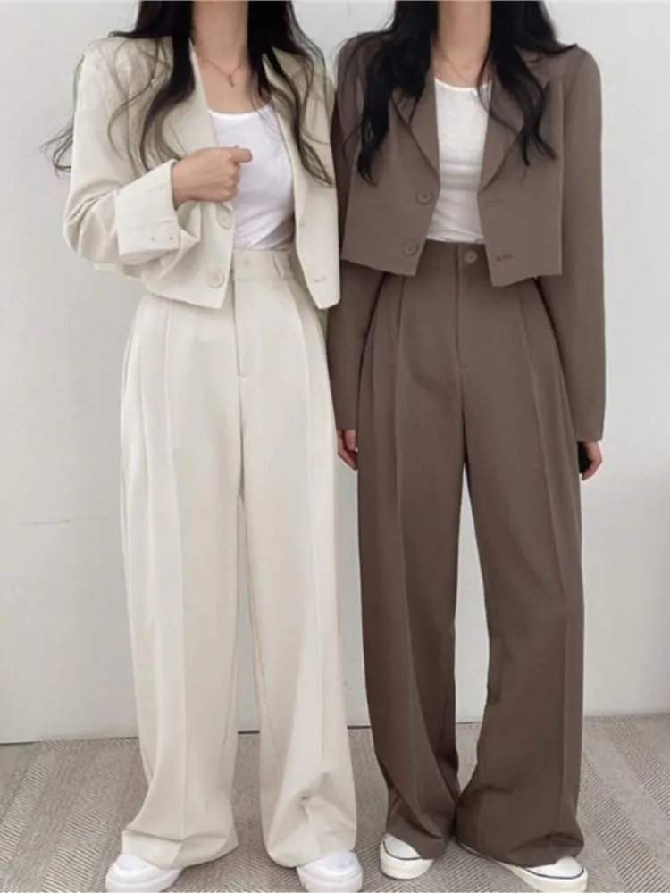 Suit Coat Women Spring Autumn New Korean Black Temperament Casual Small Suit Women 2 Pieces Suit 2023