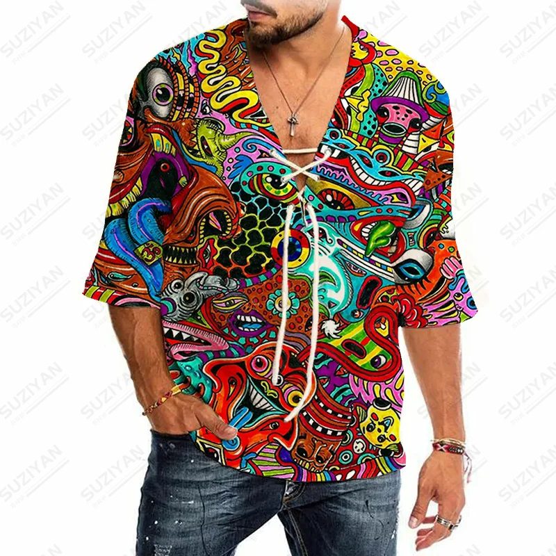 

Resorts String New Printing Especial Gulf Korean Version 2022 Men'S Hot-Selling Street Stripped Chic 2022 Men'S Shirt Top