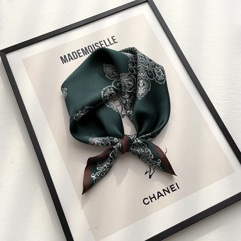 

100% real silk scarves women scarf spring printed wrap shawl leaf 2022 square Hair Foulard Neckerchief Hijab Pashmina bandanna
