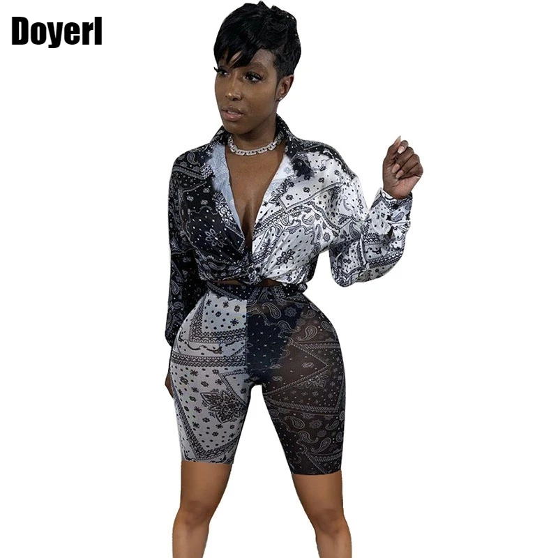 

Женский комплект из 2 предметов с принтом, бандана и шорты