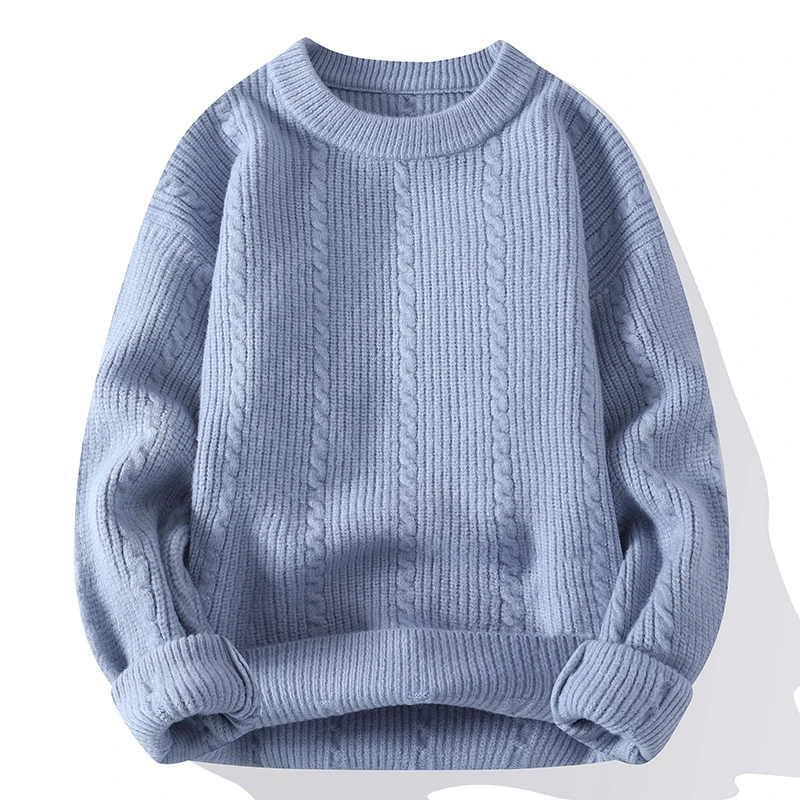 Autumn Trend Outerwear Men's Sweater 2022 New Round Neck Twist Design Youth Knitwear