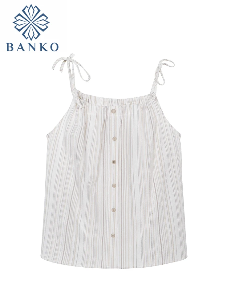 

Women's Striped Tank Top Fashion Crop Top Streetwear Off Shoulder Sexy Korean Vintage Blue Camisole Y2k Female Summer Vest 2023