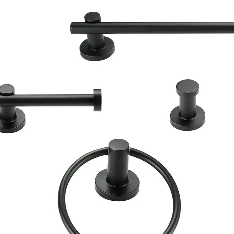 

5-Piece Matte Black Bathroom Set with 3-Light Vanity Light, 51710