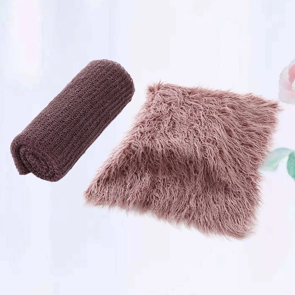 

2Pcs Furry Wrap Blanket Set Comfortable Wrap Cloth Blanket Kit Baby Infant Photography Props