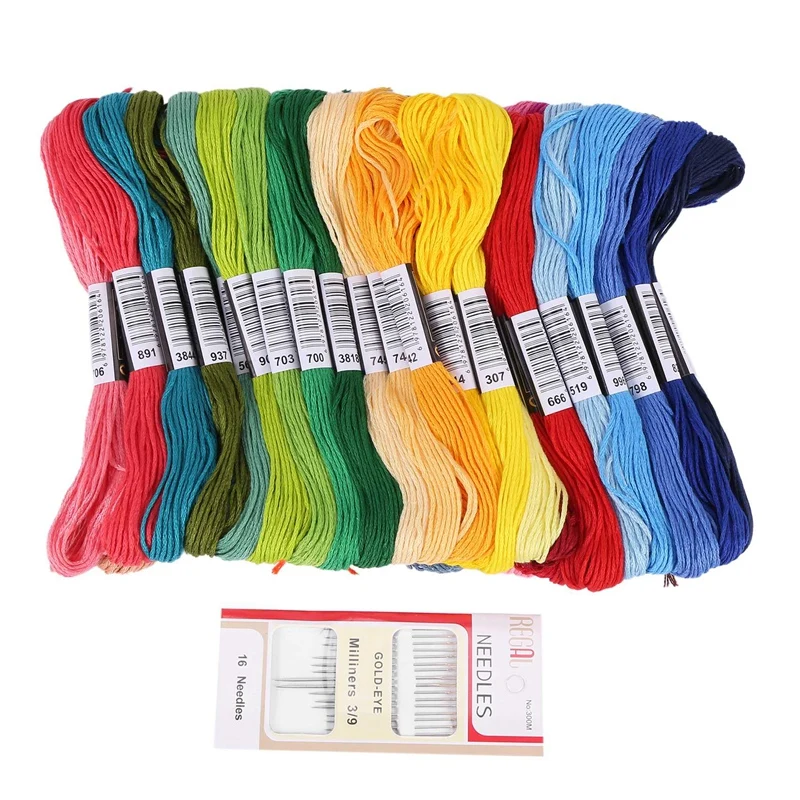 

LJL-50 Skeins Embroidery Floss Cross Stitch Thread Bracelet String With Needles For Friendship Bracelet