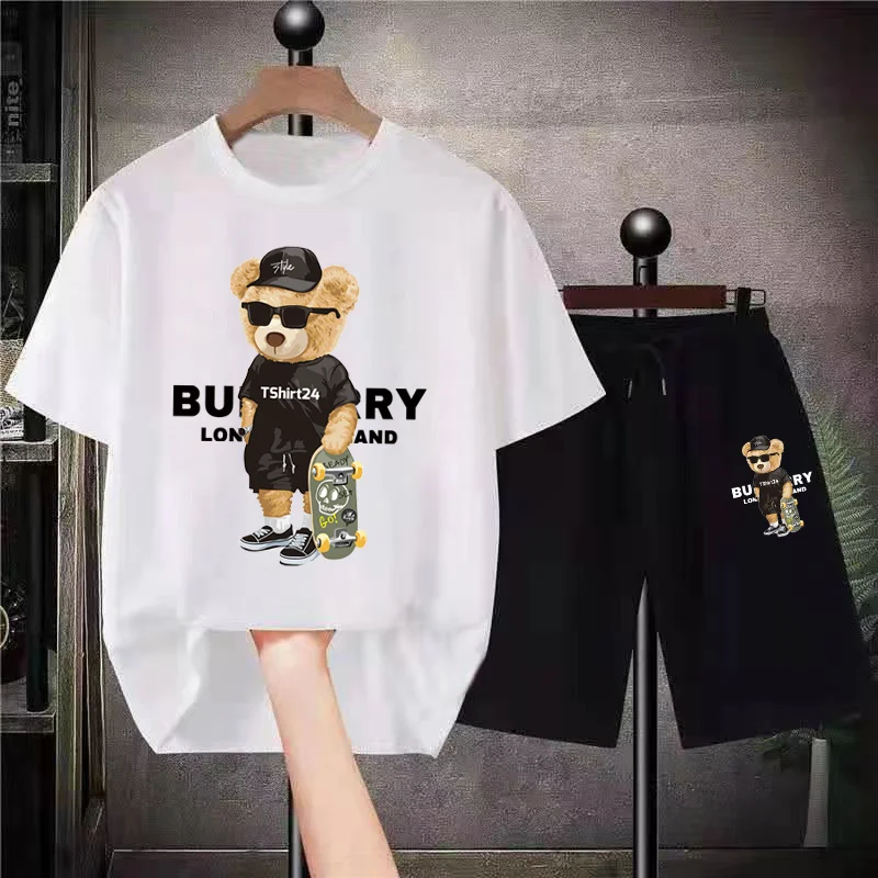 

Mens Cotton Bear Graphic Tees Shorts Suits Luxury Brand Sports Sets Tracksuits Outfits Short Streetwear Summer Quality Clothing