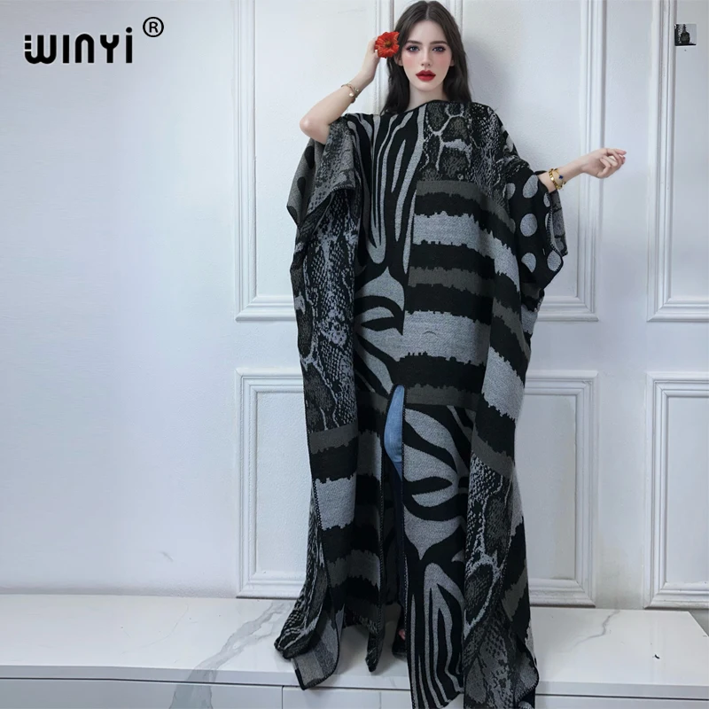 WINYI африканский зимний длинный плащ макси кафтан вечерние длинные платья