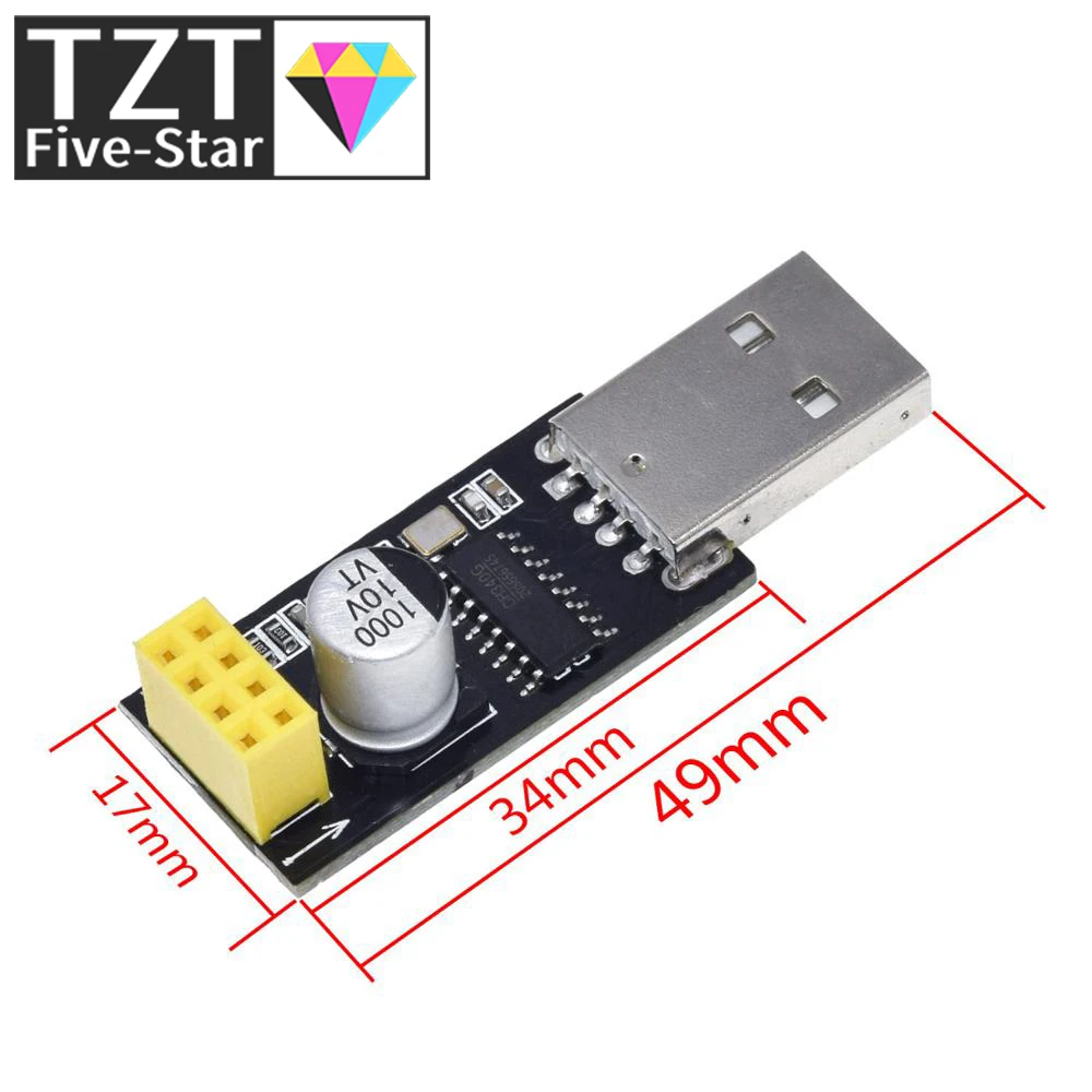Адаптер программатора TZT ESP01 UART GPIO0 ESP-01 ESP8266 CH340G USB к Последовательная беспроводная
