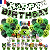 game themed latex balloon set pull the flag banner happy birthday party decor kids boy favor game console game on party decor