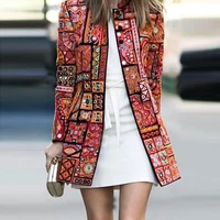 women casual loose cardigan new style fashion spring autumn ethnic floral print thin coat retro jacket female color windbreaker