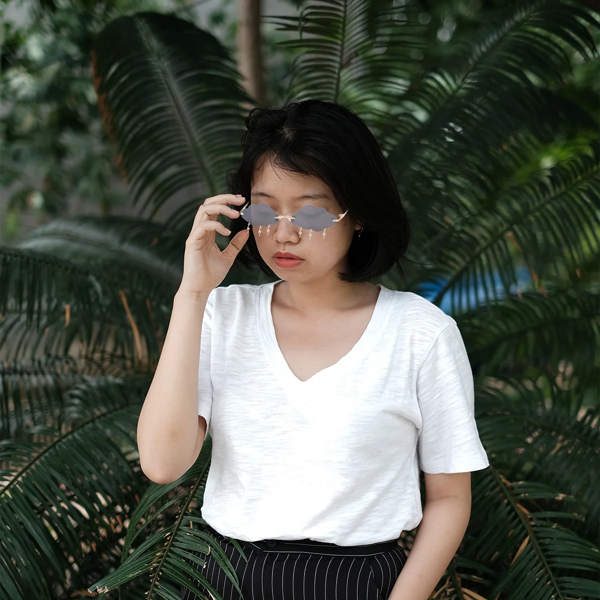 

Sunglasses Glasses Cloud Party Disco Rimless Eyeglasses Funny 90S Novelty Eyewear Shaped Tassel Women Sun Fashion Dress Clouds