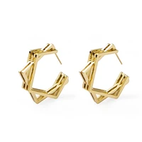 gd trendy geometric irregular open earring stud heart star square shape stainless steel earrings for women jewelry gift