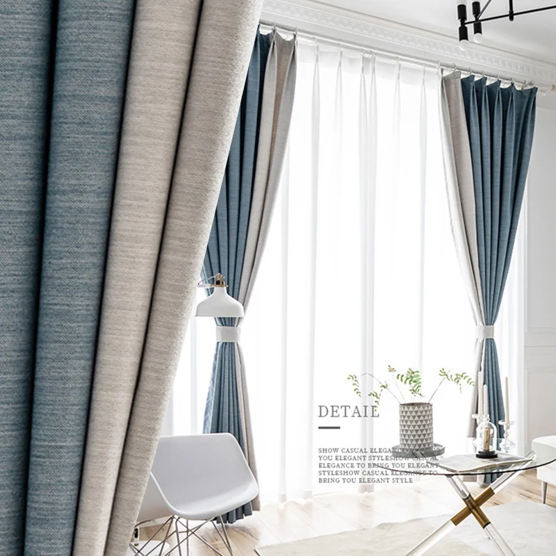 

Modern Simple Cortinas Thick Cotton Linen Curtains for Living Room Bedroom Solid Color Blackout Drapes Home Tulle Windows Custom