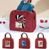 3d pattern lunch bags canvas picnic box handbags fashion new cooler bag dinner bag school food insulated bag camping travel bag