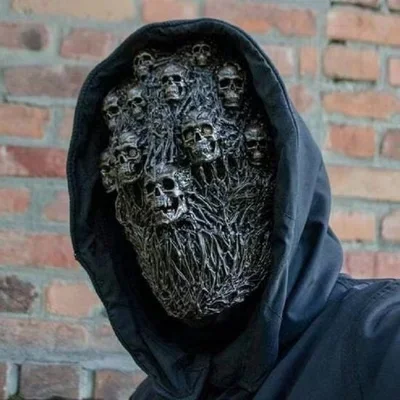 

Маска в стиле киберпанк на Хэллоуин, голова черепа, черная маска Судного дня смерти, бог смерти, красивый, наряд, как мужская ужасная маска
