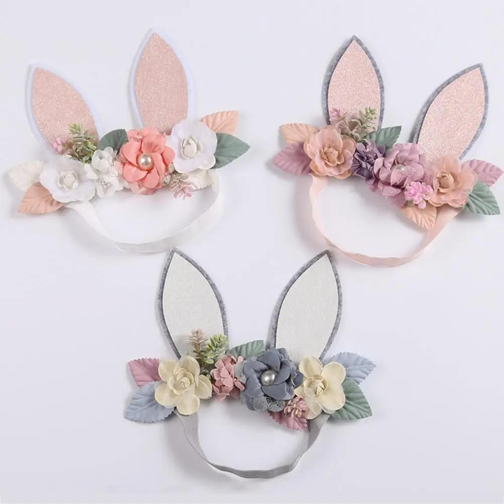 

Детская Пасхальная декоративная повязка на голову с блестящими кроличьими ушками