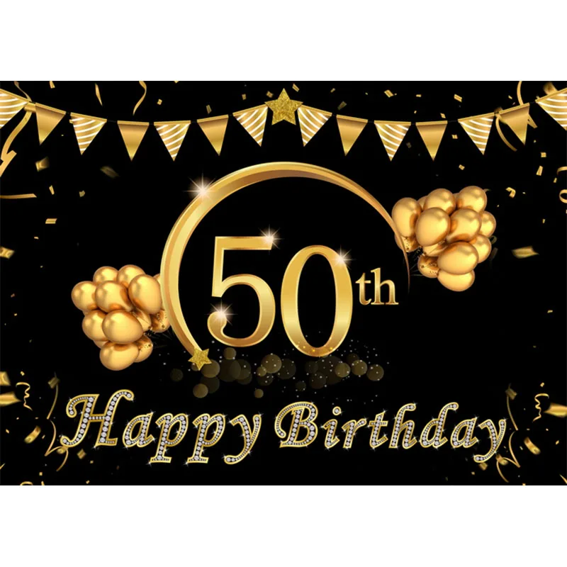 

30th 40th 50th 60th Birthday Party Decoration Backdrop Banner Black Glod Sign Poster Banner Anniversary Photo Booth Background