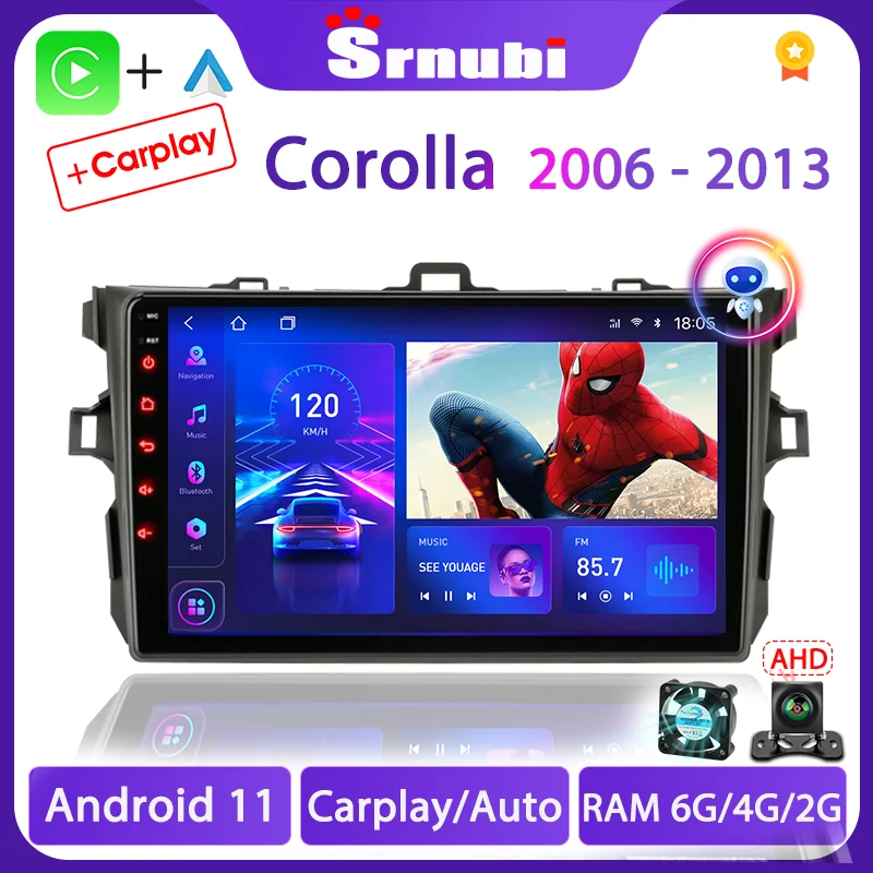 $86.35 Srnubi for Toyota Corolla E140 E150 2006 - 2013 2 Din Android Car Stereo Radio Multimedia Video Player GPS Carplay DVD Speakers