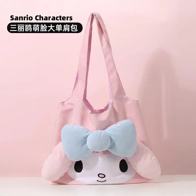 

Kawaii Sanrio, Hello Kitty My Melody Kuromi мультяшная Милая большая сумка через плечо плюшевая Женская вместительная сумка-тоут