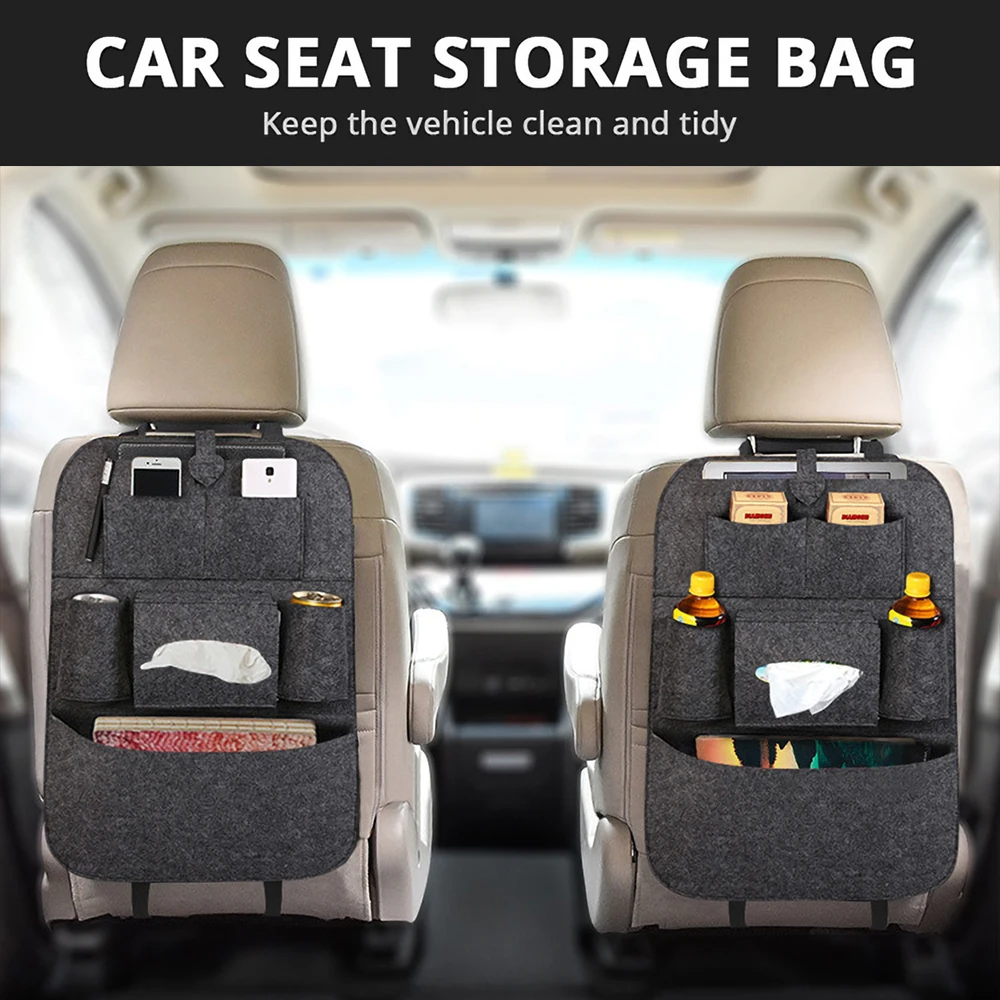 

New Car Seat Storage Bag Back Seat Organizer Box Pad Cups Drink Holder Fabric Child Anti-kick Car Accessories Car Decoration