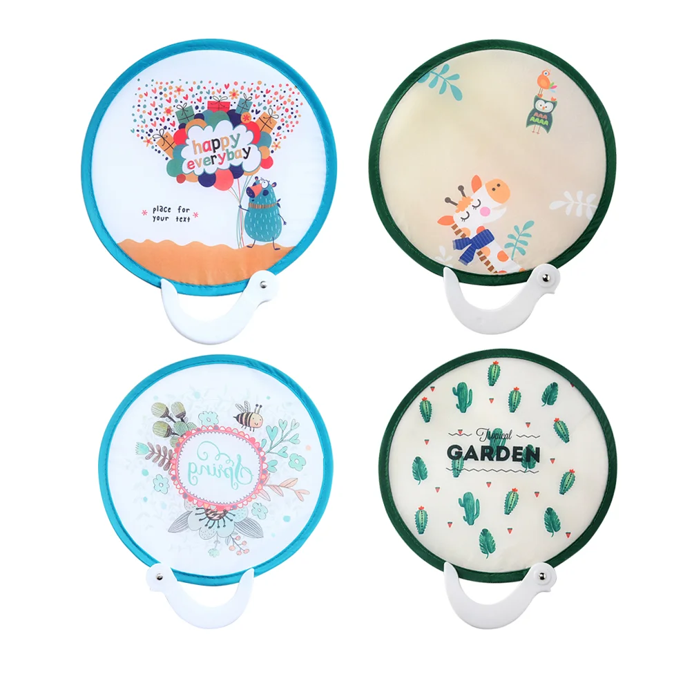 

4 Pcs Hand Held Fans Handheld Fan Foldable Folding Fans Japanese Handheld Fans Cartoon Summer Fans Round