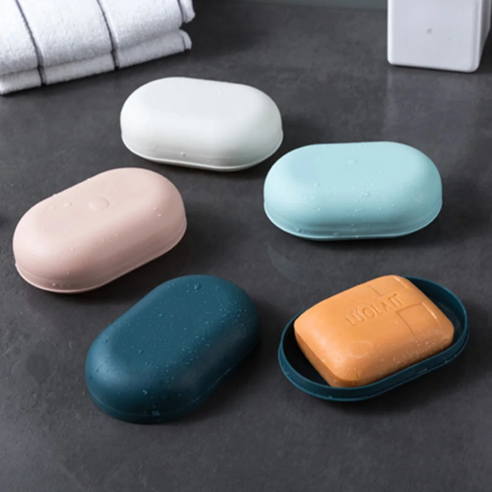 

Soap Dish Box Travel Holder Case Containerbar Bathroom Saver Lids Storage Leakproofsealing Basketconditioner Shampoo Lid Black