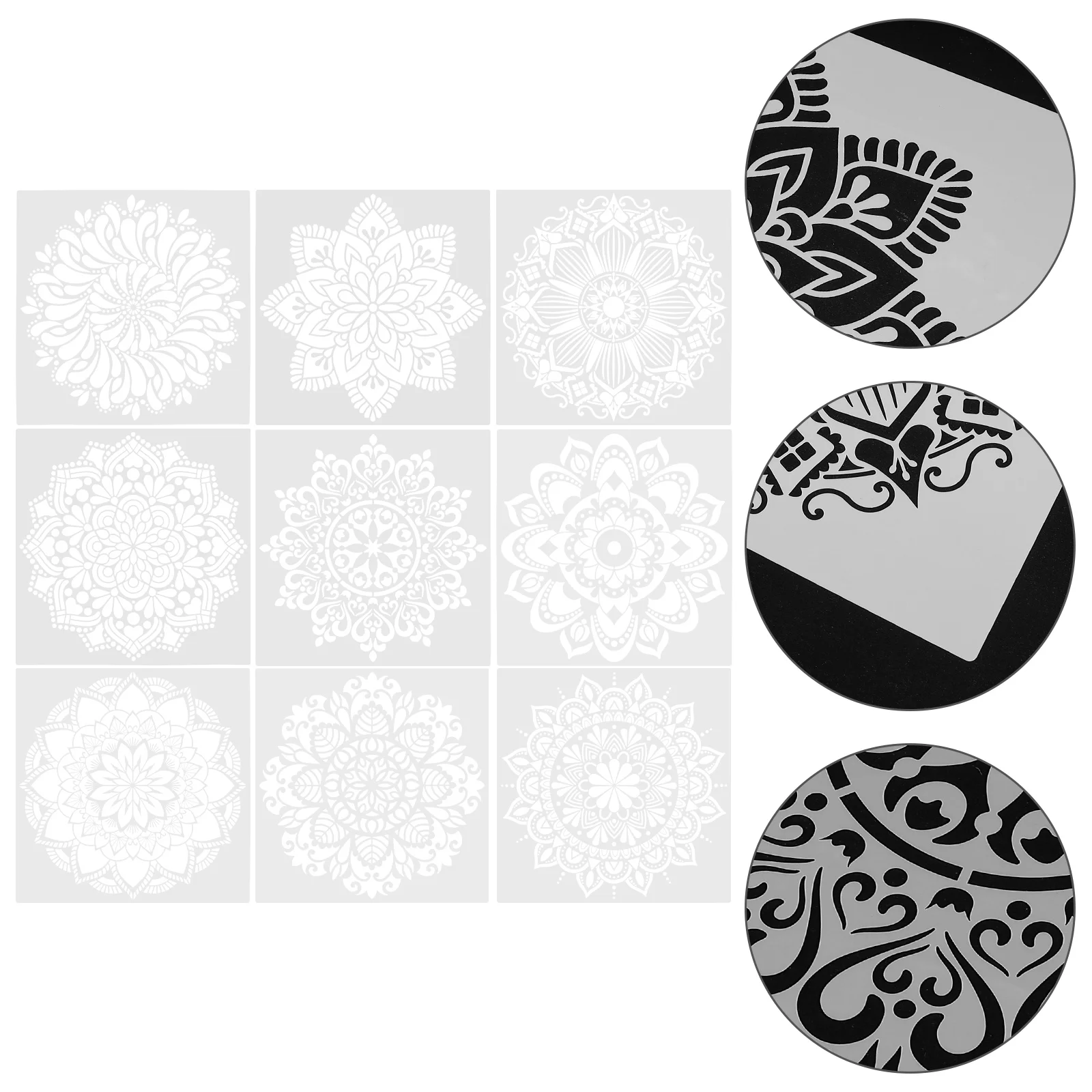 

9pcs Mandala Pattern Graffiti Stencil Plastic Painting Stencils DIY Stencils Mandala Stencils Reusable Stencils