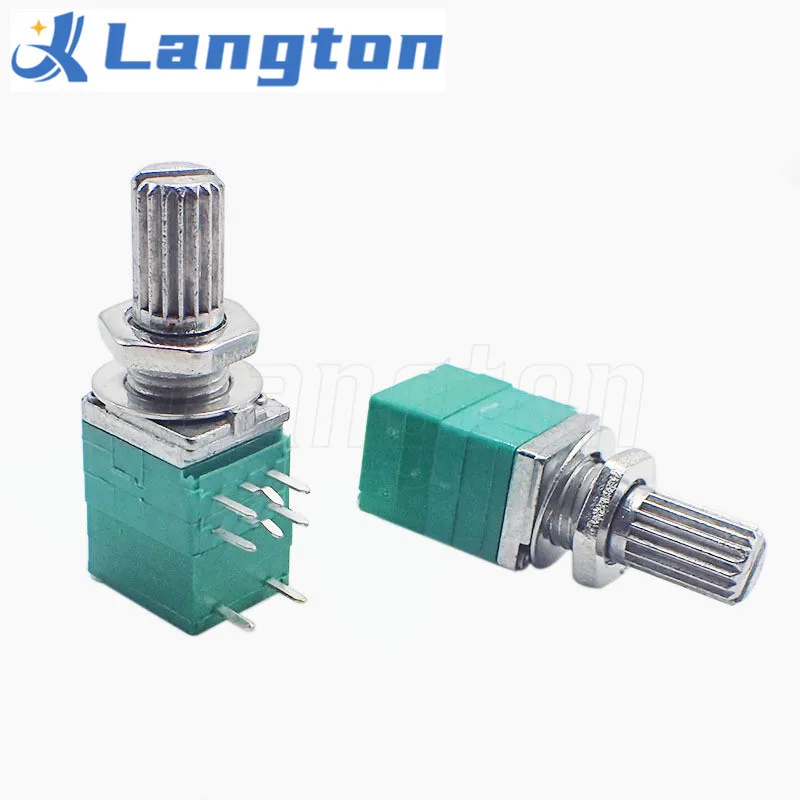 

5pcs RV097NS 8pin B 10K 50K 100K RV097 RK097NS single linked potentiometer with switch audio shaft 15mm power amplifier sealing
