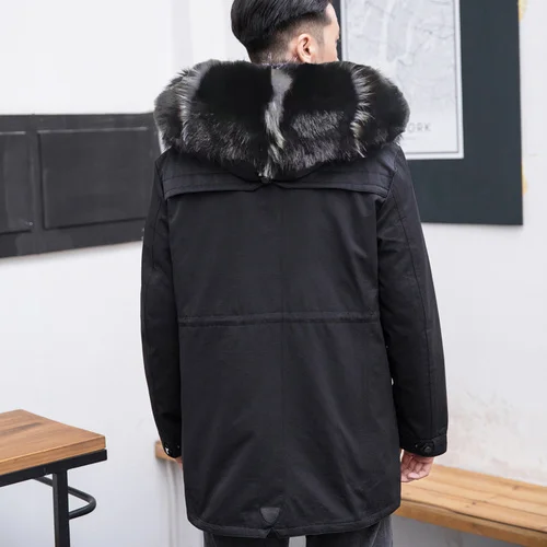 

Winter Jacket Men Parkas Real Coat Hooded Mink Liner Big Fox Fur Collar Plus Size Clothes Parka Hombre 99019 KJ