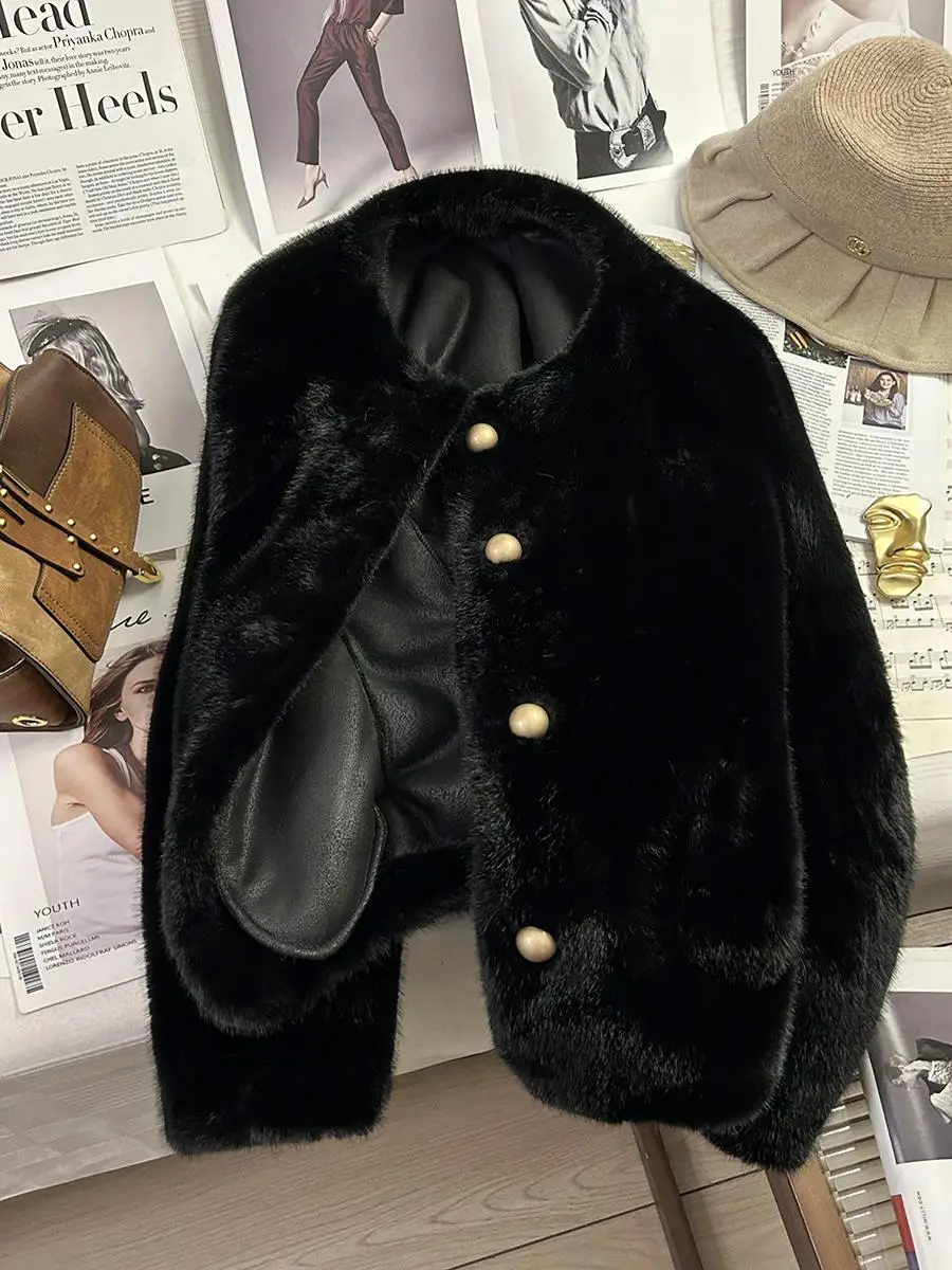 Зимнее норковое пушистое короткое пальто женское утолщенное зимнее 2024 новая