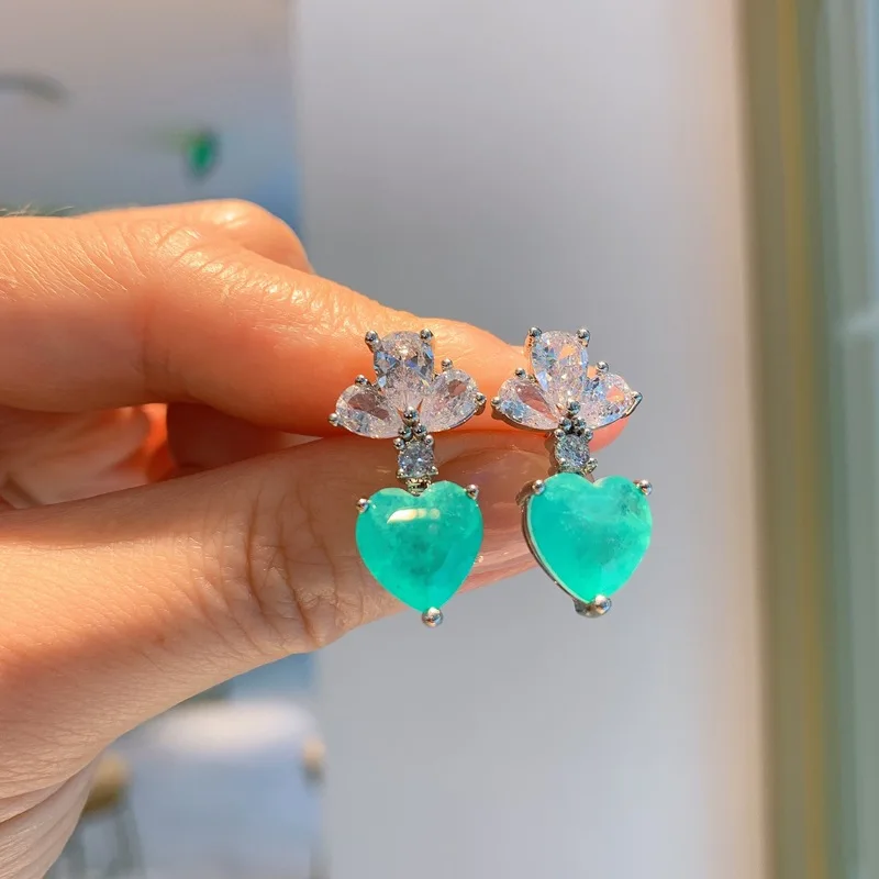 Cellacity Real 925 Sterling Silver Jewelry Set For Women Paraiba 10*10mm Heart Vintage Blue Gemstones Wedding Party Fine Jewelry (art.: 3920bbd62c1bb) - 3920bbd62c1bb
