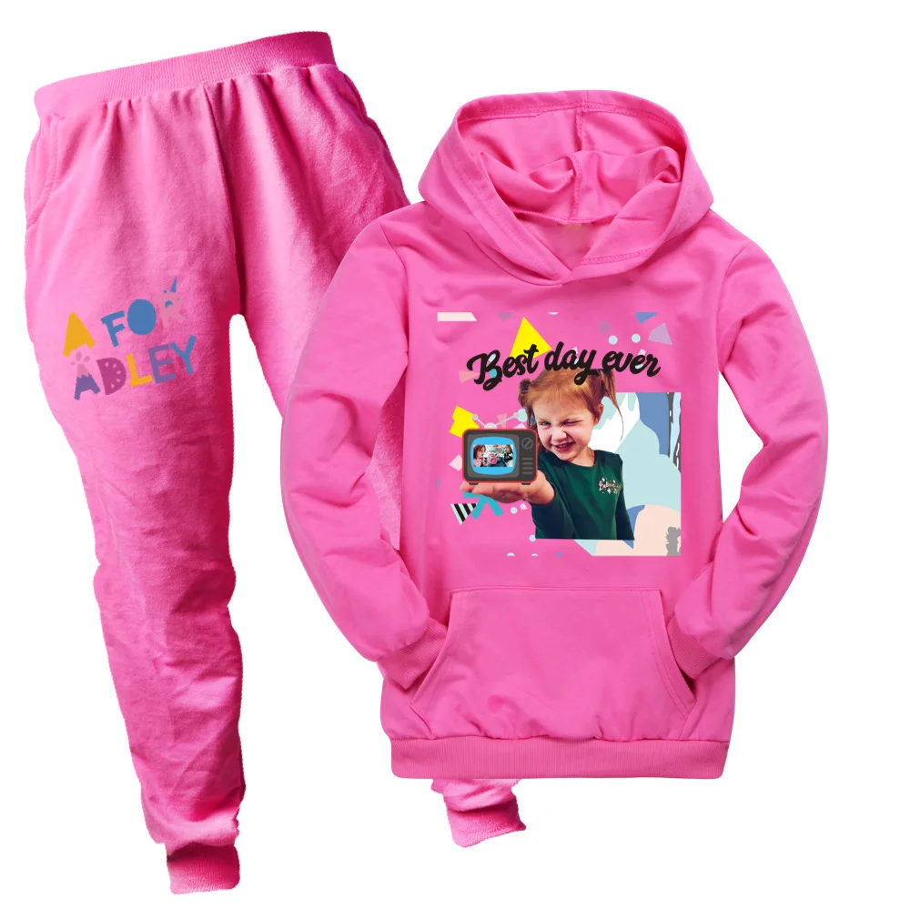 A for Adley Kids Autumn Hoodies Pullover+Trousers 2pcs Suit Cartoon Clothes Baby Girls Clothing Sets Boys Tracksuits 2-16T images - 6