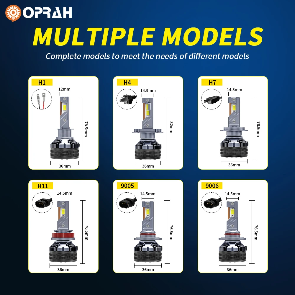 Oprah Автомобильные Фары 190 Вт Ультра Яркие Сменные H4 H11 H8 H9 H3 9005/HB3 9006/HB4 12 В