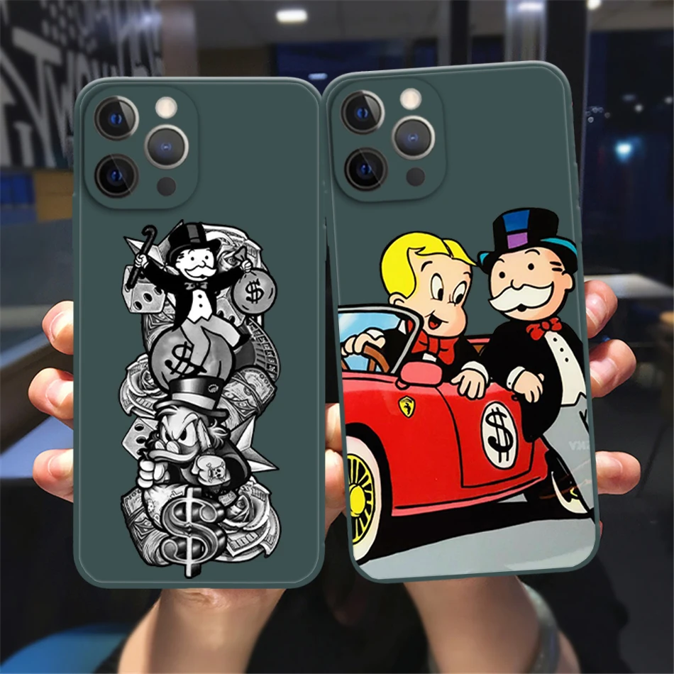 

Trend Cartoon Dollar Alec Monopoly Cellphone Phone Cover For iPhone 11 12 13 14 Pro Max X XR XSMax 8 14Plus 13Mini Soft TPU Case