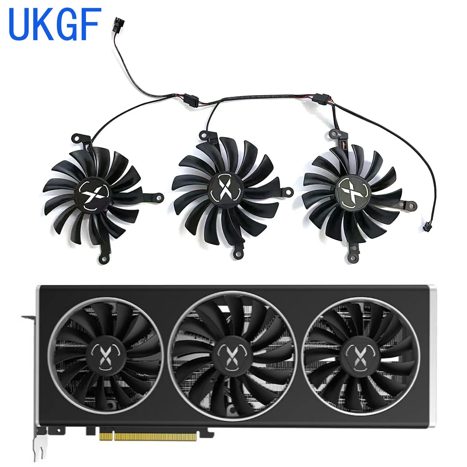 Фото Вентилятор видеокарты CF1015U12S 1x95 мм 2x87 мм Radeon RX 6700XT 6750XT для XFX Speedster SWFT 309 Radeon RX 6700 XT 12GO №1