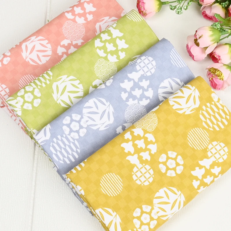 

Простая хлопковая ткань в японском стиле, ткань для платья с геометрическим принтом, товары для рукоделия, материалы для домашней подушки