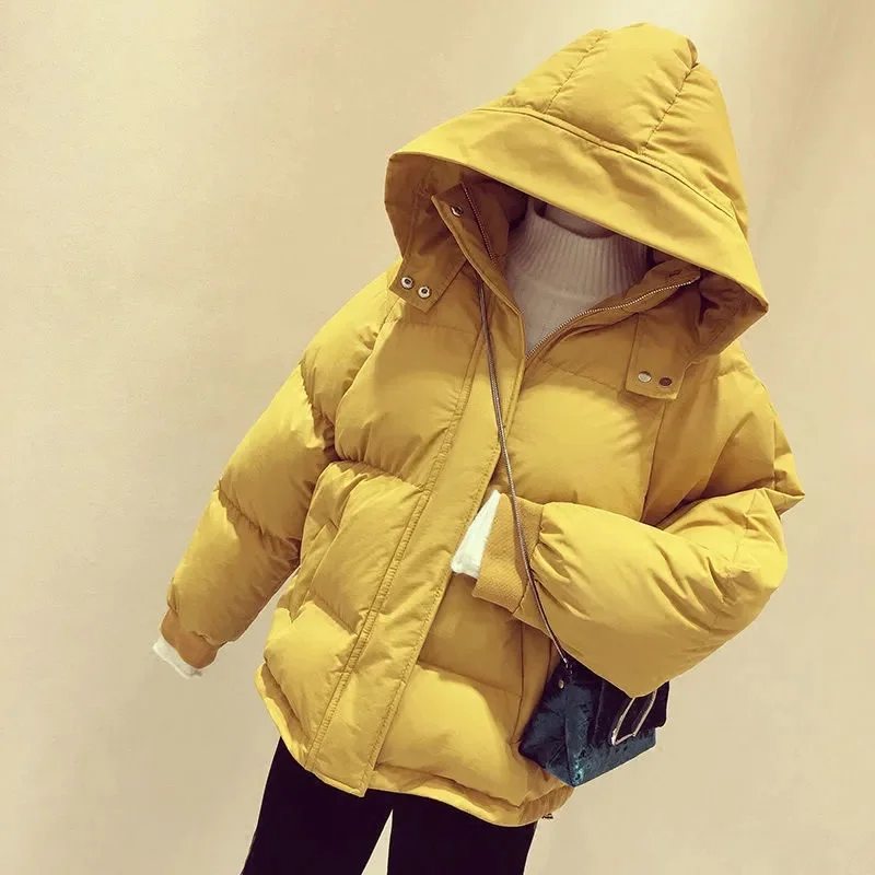 New Winter Jacket Women Short Parkas Hooded Cotton Padded Jacket Female Loose Parka Coat Thicken Warm Outwear