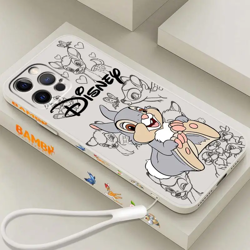 

Disney Bambi Cute Art Cartoon Phone Case For Apple iPhone 14 13 12 Mini 11 XS Pro Max X XR 8 7 Plus SE Liquid Left Rope Cover