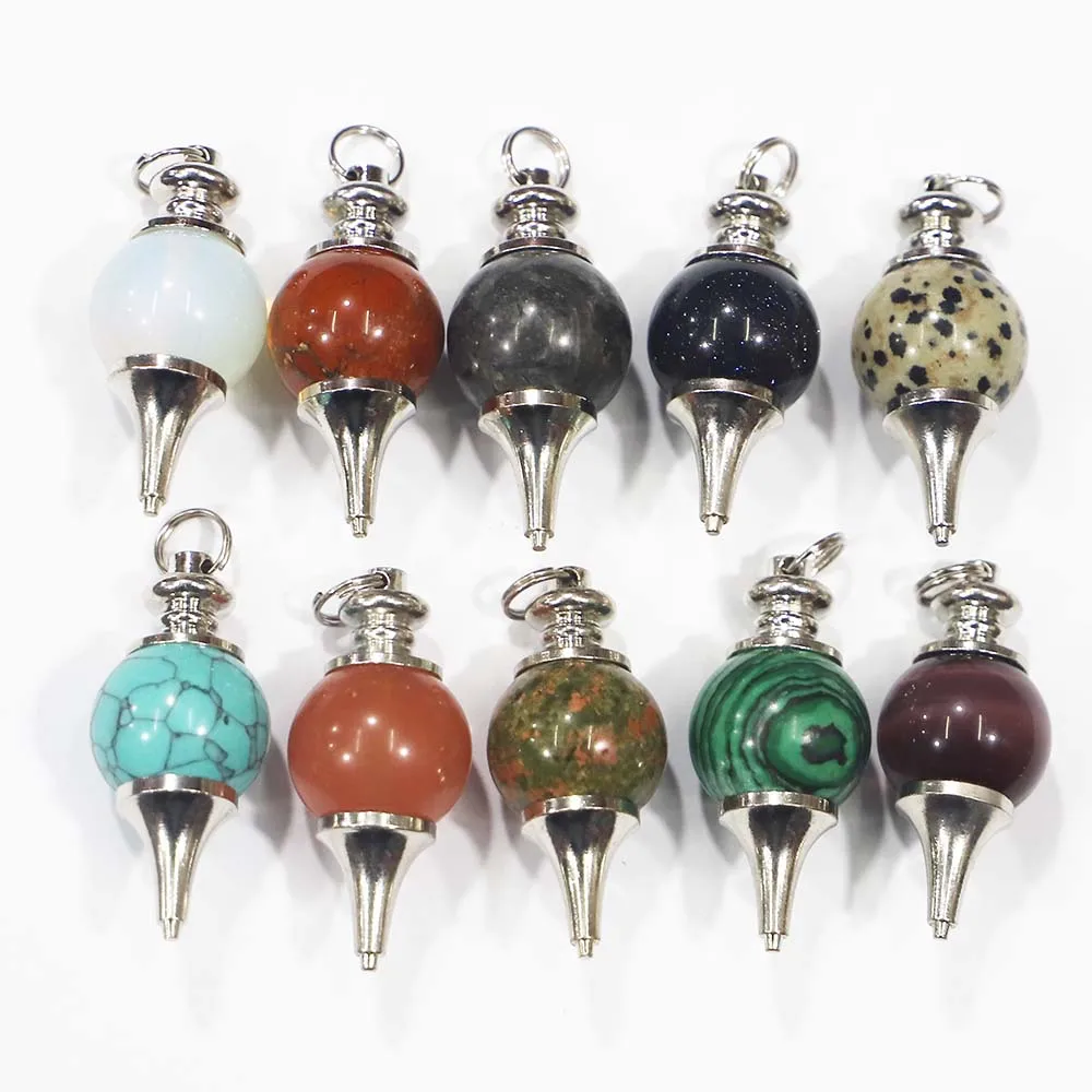 

6pcs/lot New Natural Stone Ball Necklace Pendants Single Hole Chain Fashion Charm Mineral Healing Jewelry Earring DIY Accessorie
