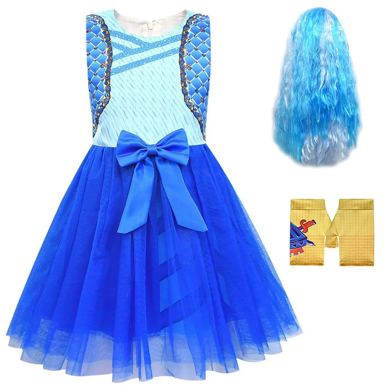 Детская одежда костюм голубого цвета для косплея жилет без рукавов с бантом