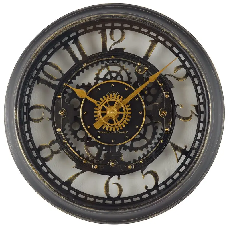 

Indoor Round 11.5" Oil Rubbed Bronze Cutout Gear Industrial Wall Clock with Arabic Numbers