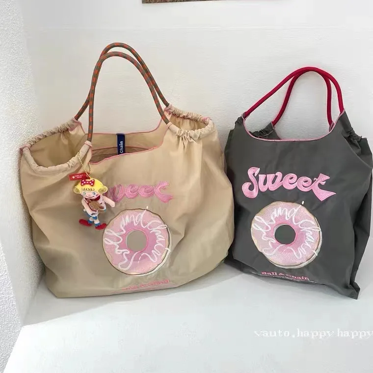 

Холщовая Сумка на плечо с вышивкой, повседневные дамские сумочки для девушек и студентов, вместительный тоут для книг, многоразовая дамская...