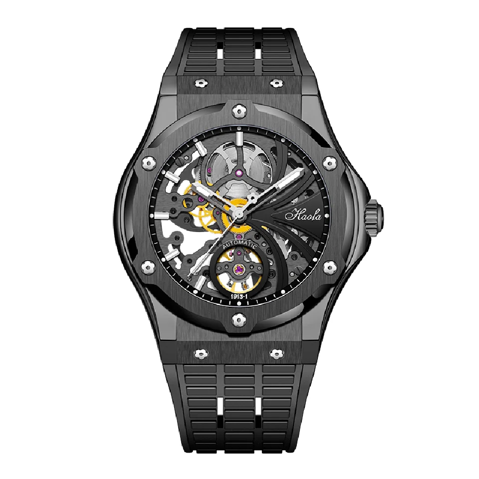

Haofa Automatic Skeleton Sapphire Watch For Men Self-wind Mechanical Movement Mens Watch Luminous Luxury zegarek meski 1913-1