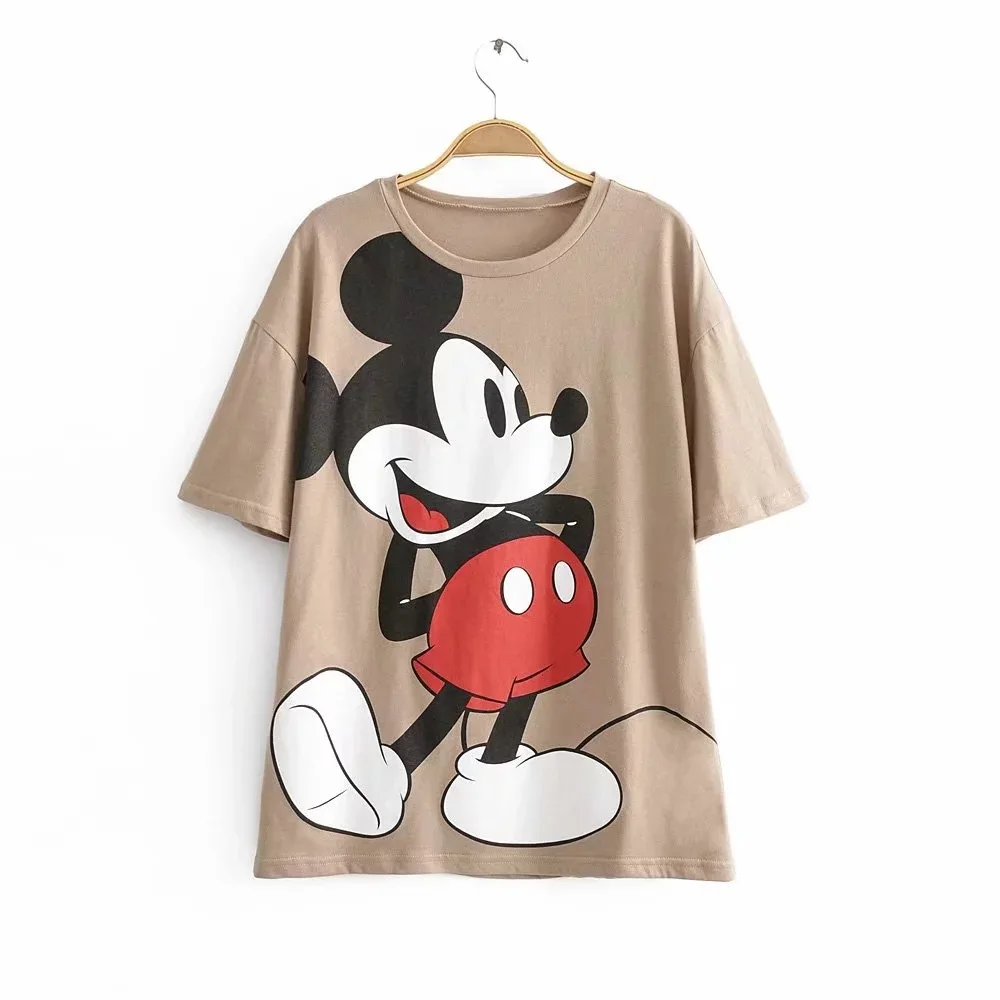 

Disney Mickey Mouse Cotton T-shirt Short Sleeve Shirts for Women Tshirt Harajuku Kawaii Clothes Clothing Graphic Tee O-Neck Tops