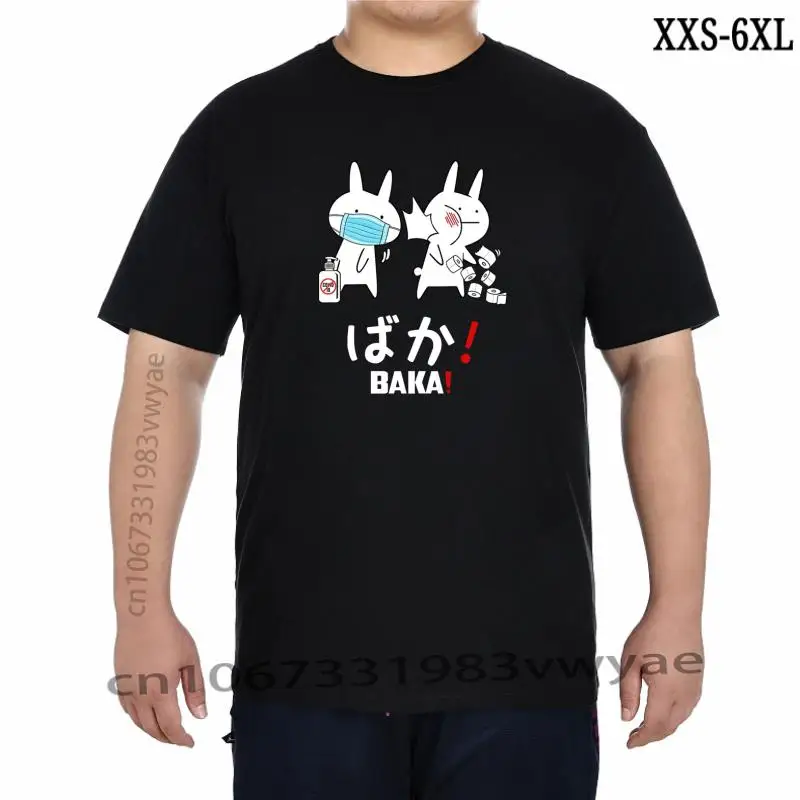 

Футболка Baka 2023, футболка из чистого хлопка, воздухопроницаемые футболки, футболка с японским милым Кроликом, Хлопковая мужская и женская фу...