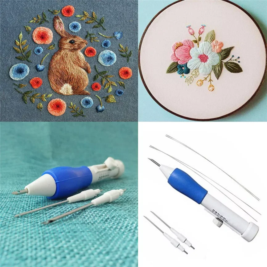

Embroidery Pen Embroidery Needle Weaving Tool Fancy Silica Gel 1*Embroidery Pen+4*Needles For Embroidery Dropshipping