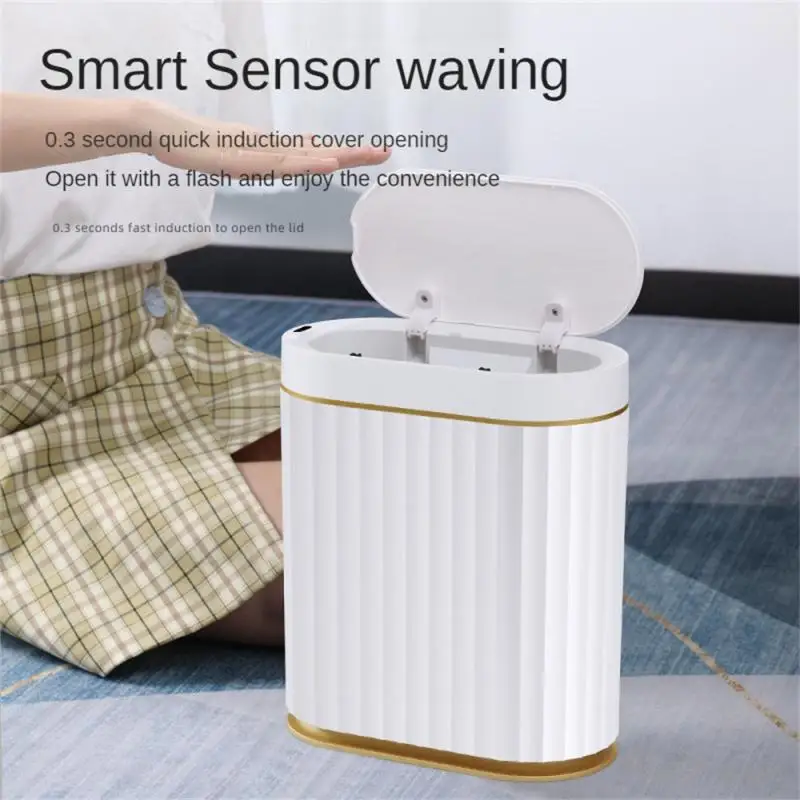 

Intelligent Induction Garbage Can Automatic Household Toilet Waste Bins Light Luxury Narrow Seam Electric Paper Basket With Lid