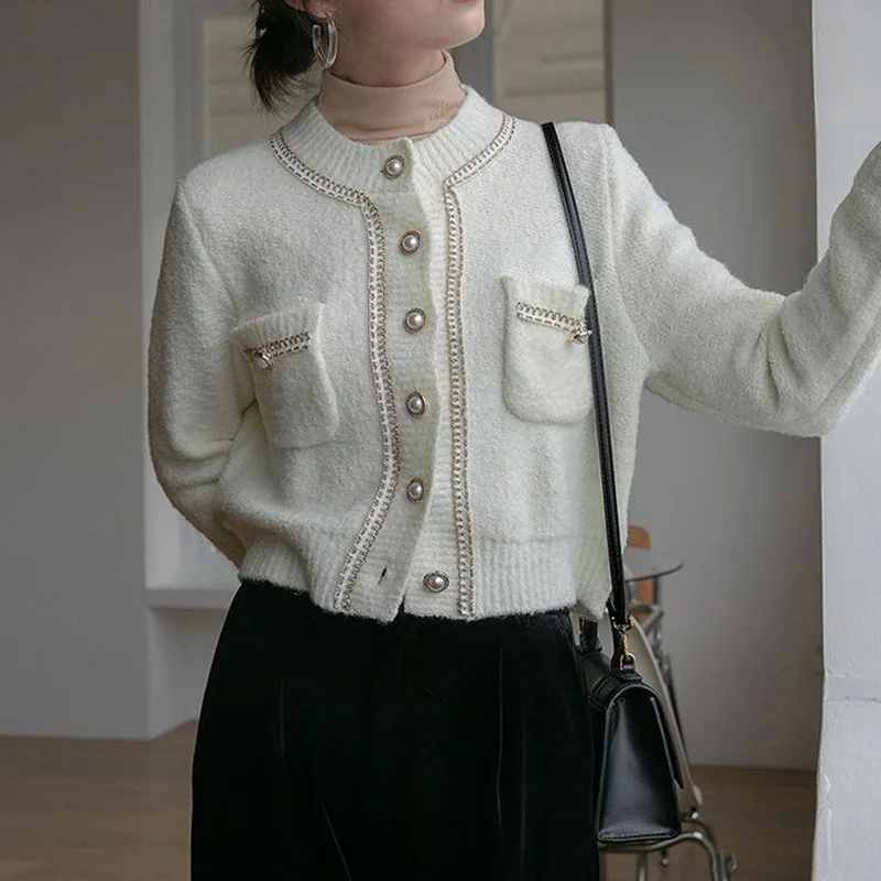 Женский трикотажный топ универсальный кардиган в классическом французском